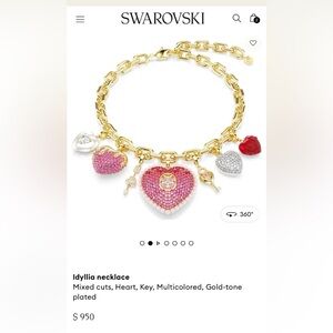 Swarovski Gold-Tone Multicolor Heart Charm Bracelet - Pink, Red, White